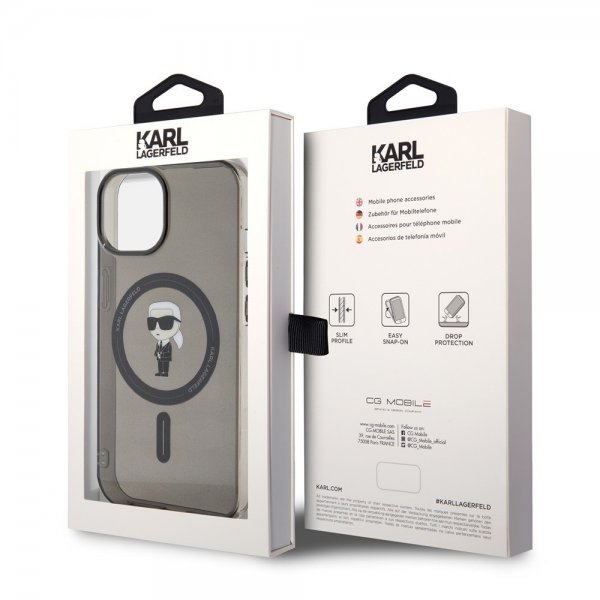 Karl Lagerfeld iPhone 15 Deksel Ikonik MagSafe Svart