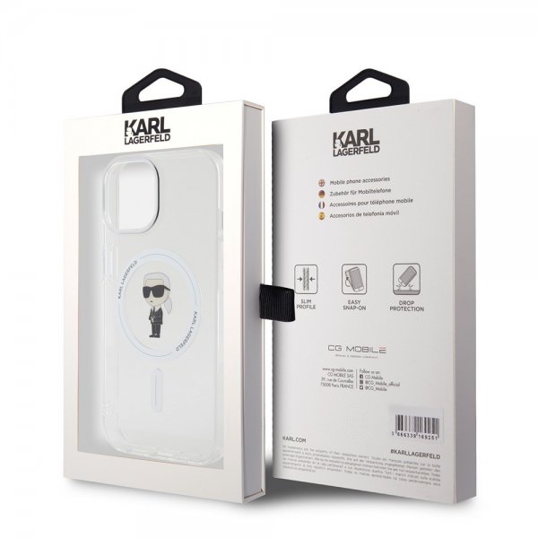 Karl Lagerfeld iPhone 15 Deksel Ikonik MagSafe Transparent