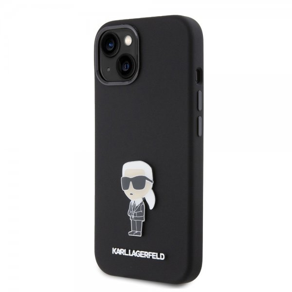 Karl Lagerfeld iPhone 15 Deksel Ikonik Metal Pin Svart