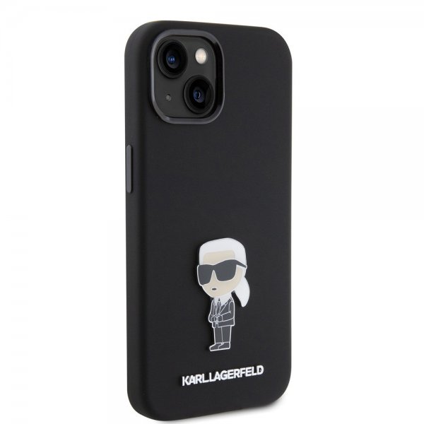 Karl Lagerfeld iPhone 15 Deksel Ikonik Metal Pin Svart