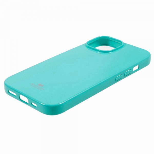 Mercury iPhone 15 Deksel Jelly Glitter Cyan
