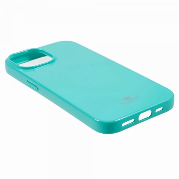 Mercury iPhone 15 Deksel Jelly Glitter Cyan