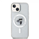 Karl Lagerfeld iPhone 15 Deksel Karl & Choupette Glitter MagSafe Transparent