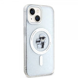 Karl Lagerfeld iPhone 15 Deksel Karl & Choupette Glitter MagSafe Transparent