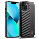 Lc.Imeeke iPhone 15 Deksel Karbonfibertekstur Rød Stripe Svart