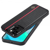 Lc.Imeeke iPhone 15 Deksel Karbonfibertekstur Rød Stripe Svart