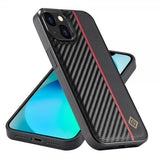 Lc.Imeeke iPhone 15 Deksel Karbonfibertekstur Rød Stripe Svart