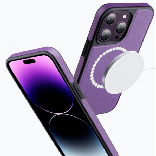 X-Level iPhone 15 Deksel Kunstlæder MagSafe Lilla