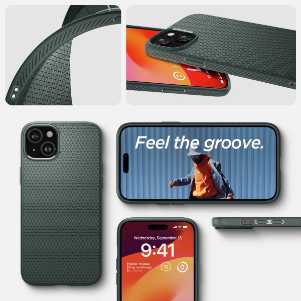 Spigen iPhone 15 Deksel Liquid Air Abyss Green