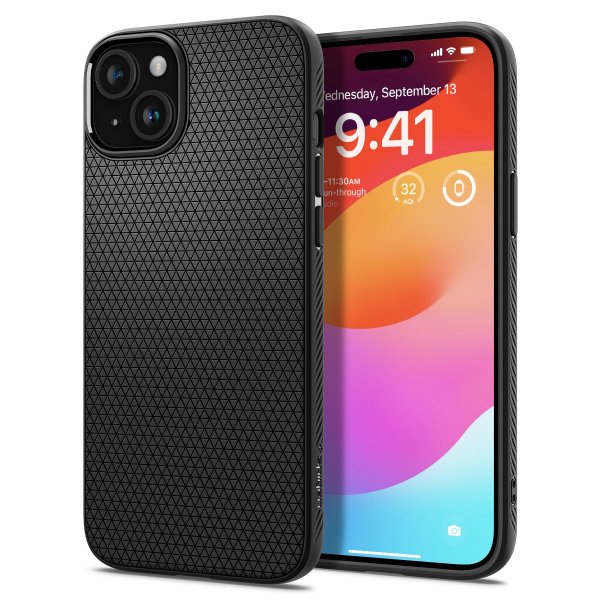 Spigen iPhone 15 Deksel Liquid Air Matte Black