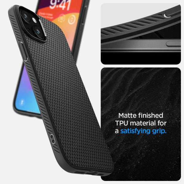 Spigen iPhone 15 Deksel Liquid Air Matte Black