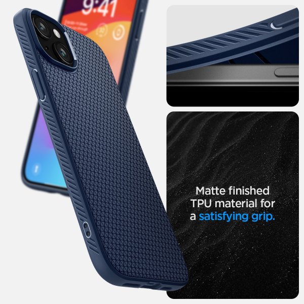 Spigen iPhone 15 Deksel Liquid Air Navy Blue