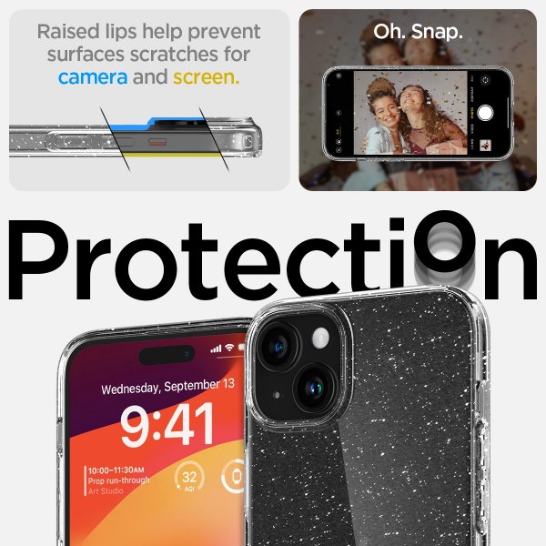 Spigen iPhone 15 Deksel Liquid Crystal Glitter Crystal Quartz