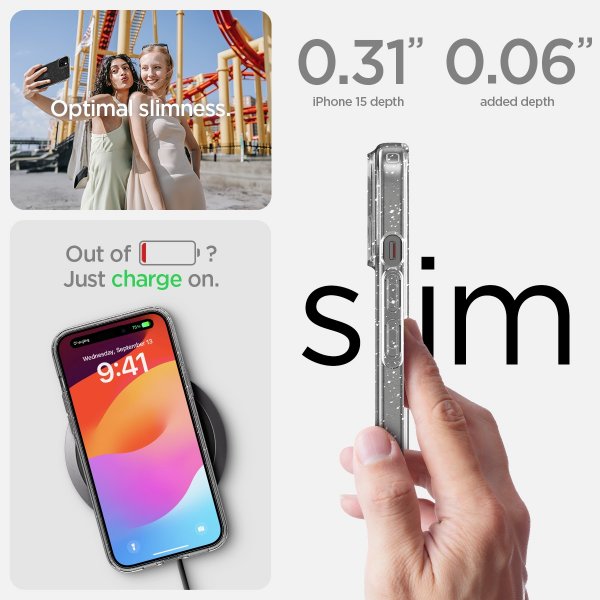 Spigen iPhone 15 Deksel Liquid Crystal Glitter Crystal Quartz