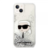 Karl Lagerfeld iPhone 15 Deksel Liquid Glitter NFT Karl Sølv
