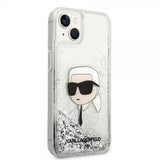 Karl Lagerfeld iPhone 15 Deksel Liquid Glitter NFT Karl Sølv