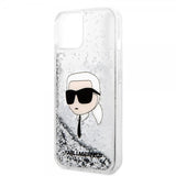 Karl Lagerfeld iPhone 15 Deksel Liquid Glitter NFT Karl Sølv