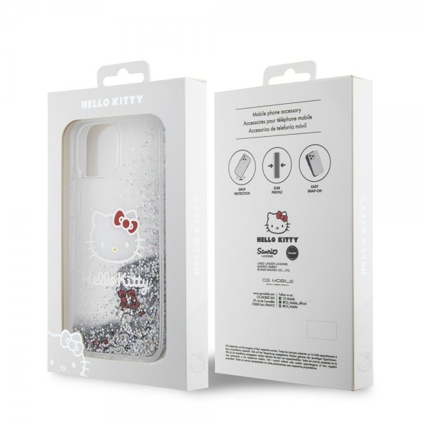 Hello Kitty iPhone 15 Deksel Liquid Glitter Translucent