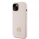Guess iPhone 15 Deksel Liquid Silicone Metal Logo Rosa