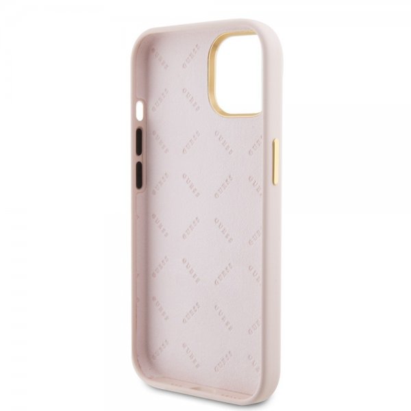 Guess iPhone 15 Deksel Liquid Silicone Metal Logo Rosa