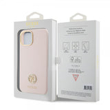 Guess iPhone 15 Deksel Liquid Silicone Metal Logo Rosa