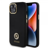 Guess iPhone 15 Deksel Liquid Silicone Metal Logo Svart
