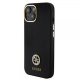 Guess iPhone 15 Deksel Liquid Silicone Metal Logo Svart