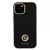 Guess iPhone 15 Deksel Liquid Silicone Metal Logo Svart