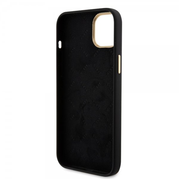 Guess iPhone 15 Deksel Liquid Silicone Metal Logo Svart