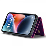 Dg.Ming iPhone 15 Deksel M3 Series Avtakbart Kortholder Glitter Lila