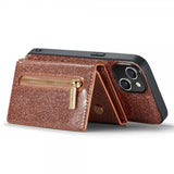 Dg.Ming iPhone 15 Deksel M3 Series Avtakbart Kortholder Glitter Rosegull