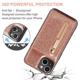Dg.Ming iPhone 15 Deksel M3 Series Avtakbart Kortholder Glitter Rosegull