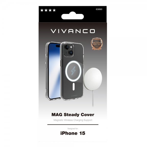 Vivanco iPhone 15 Deksel Mag Steady Transparent