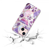 iPhone 15 Deksel Marmormønster Blomster Lilla