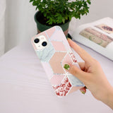 iPhone 15 Deksel Marmormønster Rød Rosa