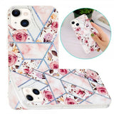 iPhone 15 Deksel Marmormønster Rosor Rosa