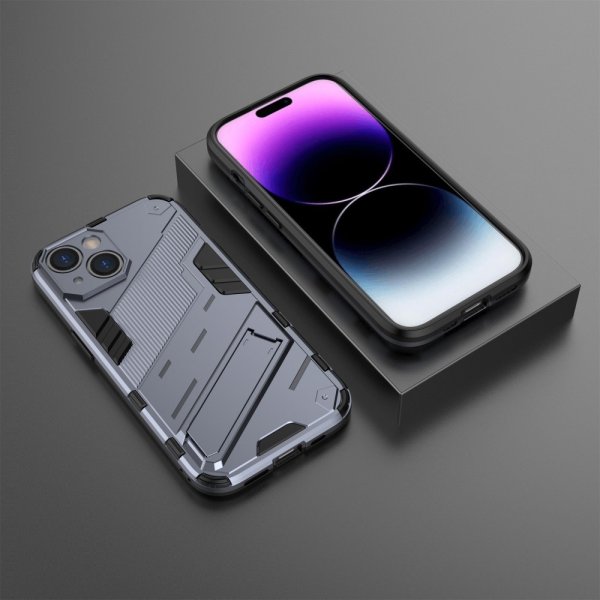 iPhone 15 Deksel med Stativ Mørkeblå