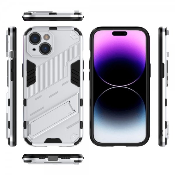 iPhone 15 Deksel med Stativ Hvit