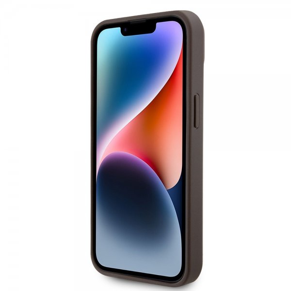 Guess iPhone 15 Deksel Metal Logo Strass Crossbody Strap Brun