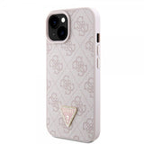 Guess iPhone 15 Deksel Metal Logo Strass Crossbody Strap Rosa