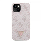 Guess iPhone 15 Deksel Metal Logo Strass Crossbody Strap Rosa
