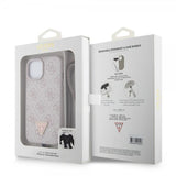 Guess iPhone 15 Deksel Metal Logo Strass Crossbody Strap Rosa