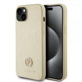 Guess iPhone 15 Deksel Metal Logo Strass Gull