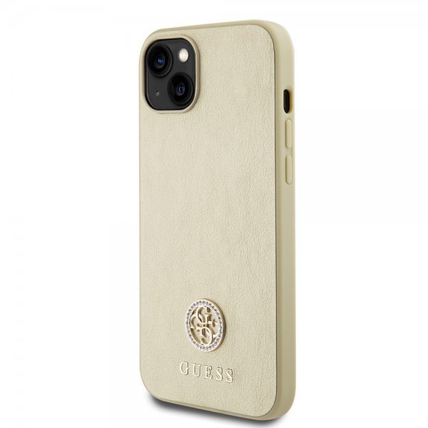 Guess iPhone 15 Deksel Metal Logo Strass Gull