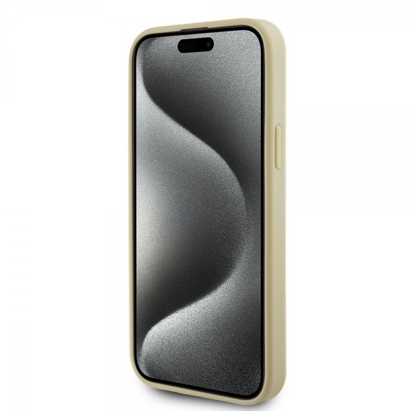 Guess iPhone 15 Deksel Metal Logo Strass Gull