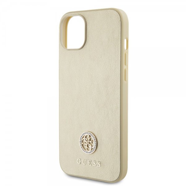 Guess iPhone 15 Deksel Metal Logo Strass Gull