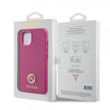 Guess iPhone 15 Deksel Metal Logo Strass Metallic Rosa