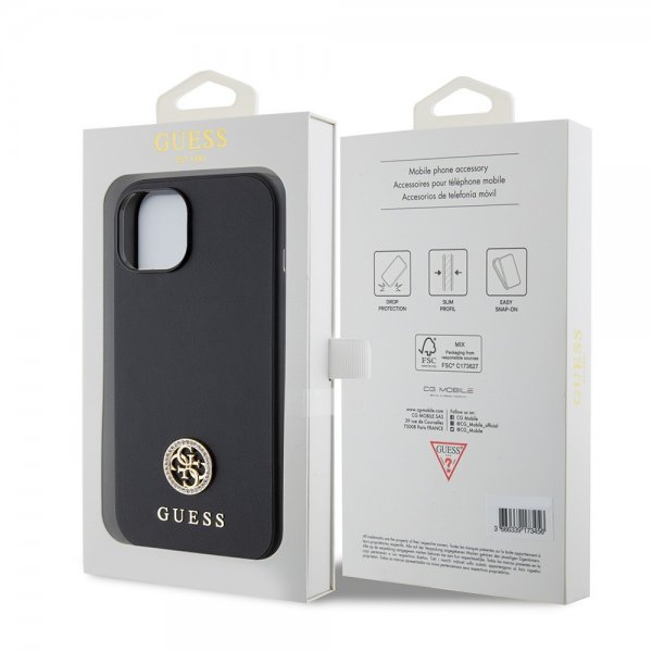Guess iPhone 15 Deksel Metal Logo Strass Svart
