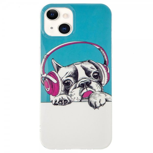 iPhone 15 Deksel Motiv Hund med Hodetelefoner