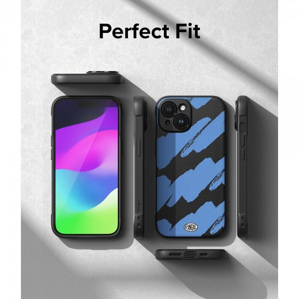 Ringke iPhone 15 Deksel Onyx Design Blue Brush